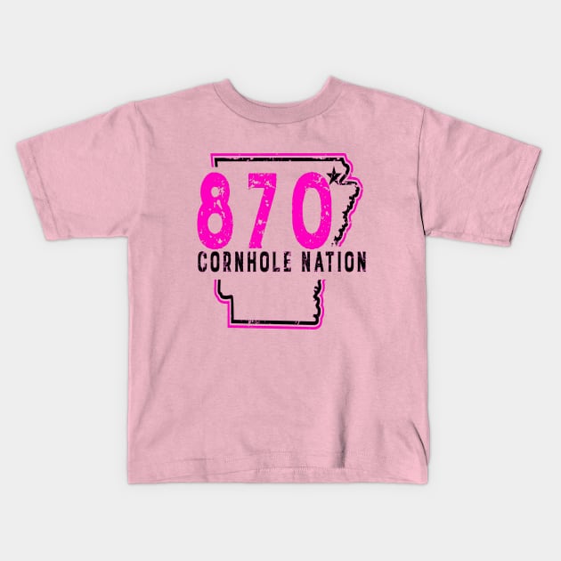 870 Pink and Black Kids T-Shirt by 870 Cornhole Nation